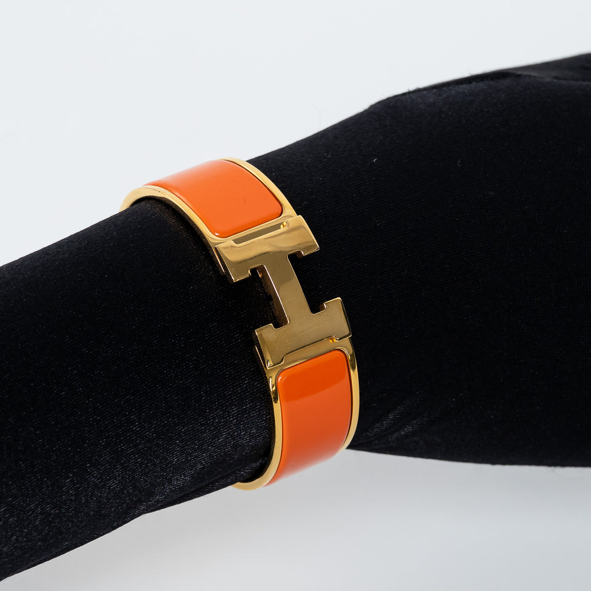 Hermes Gold Plated Orange Enamel Clic Clac H Bracelet