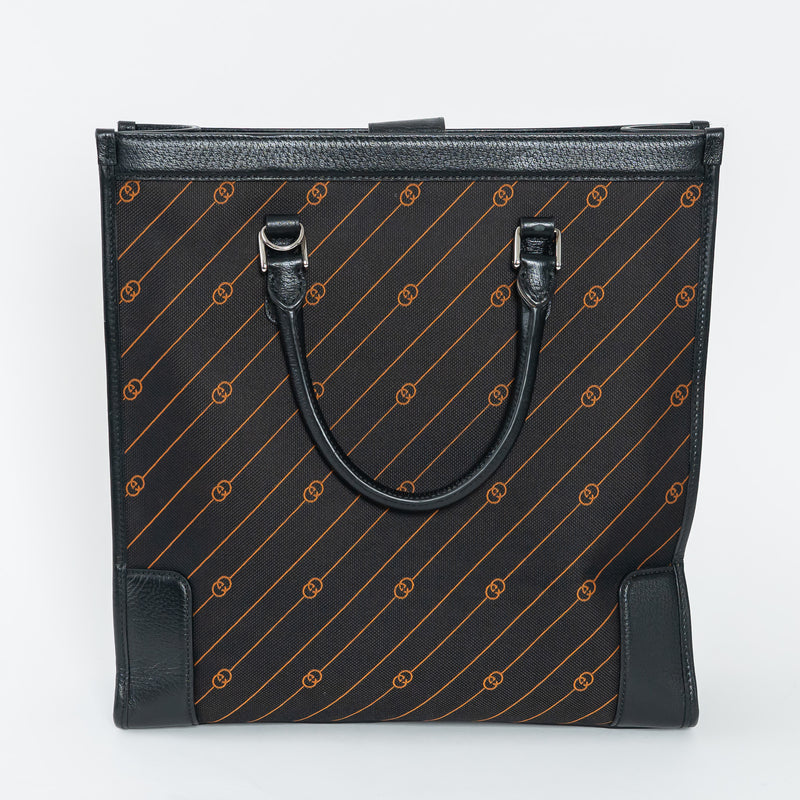 Gucci Black and Orange GG Jacquard Canvas  Tote