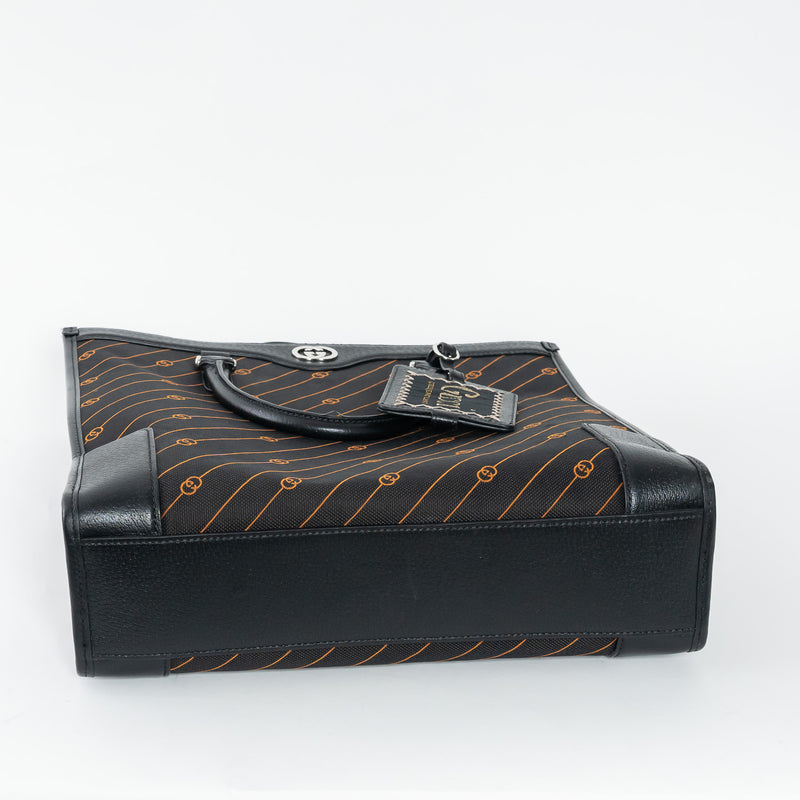 Gucci Black and Orange GG Jacquard Canvas  Tote