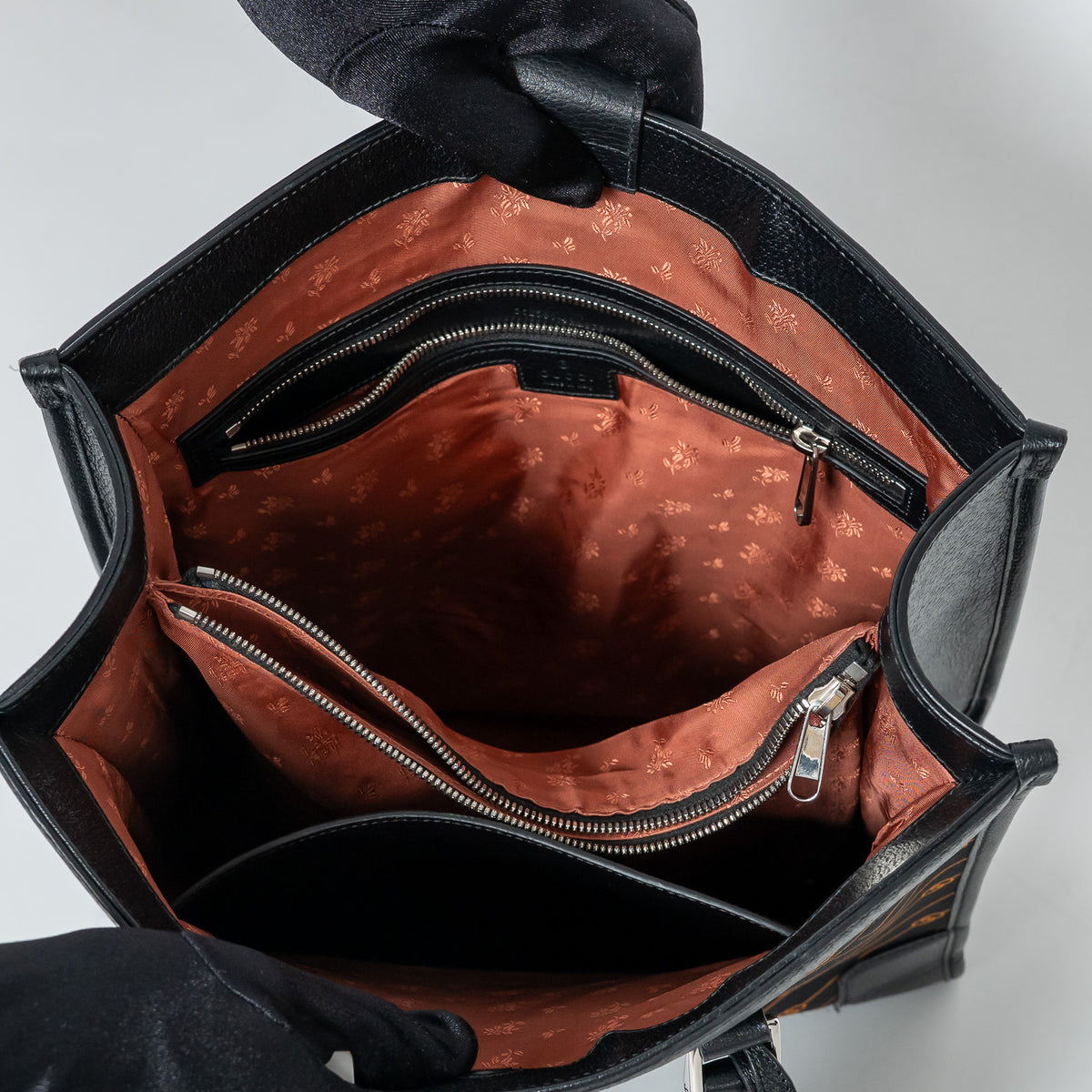 Gucci Black and Orange GG Jacquard Canvas  Tote