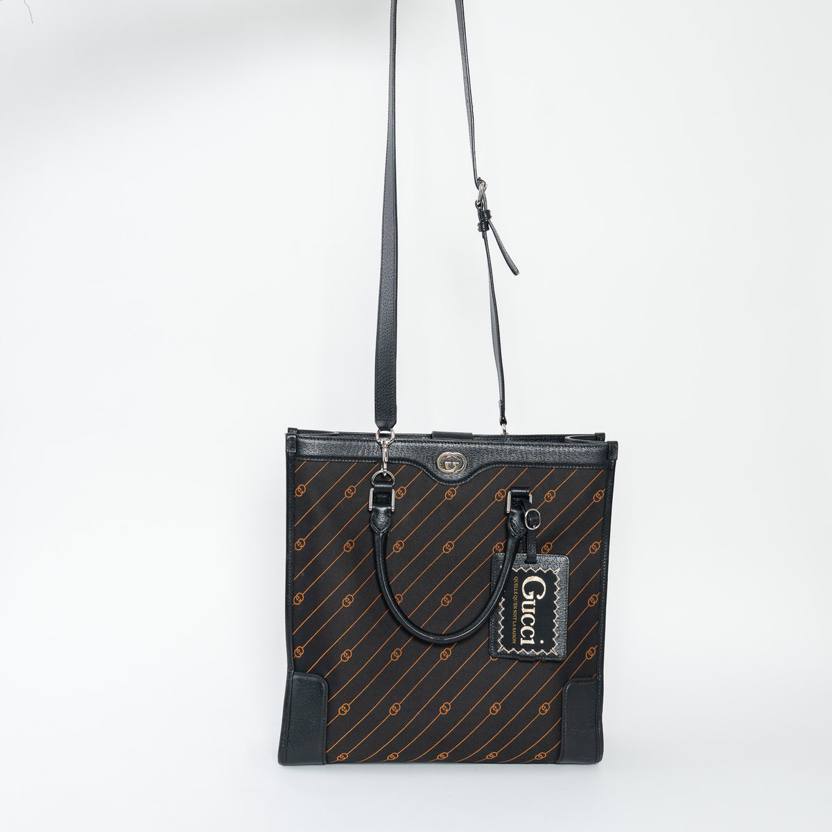 Gucci Black and Orange GG Jacquard Canvas  Tote