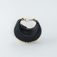 Fendi Black Calf Leather Nano Fendigraphy Hobo Bag