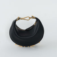 Fendi Black Calf Leather Nano Fendigraphy Hobo Bag