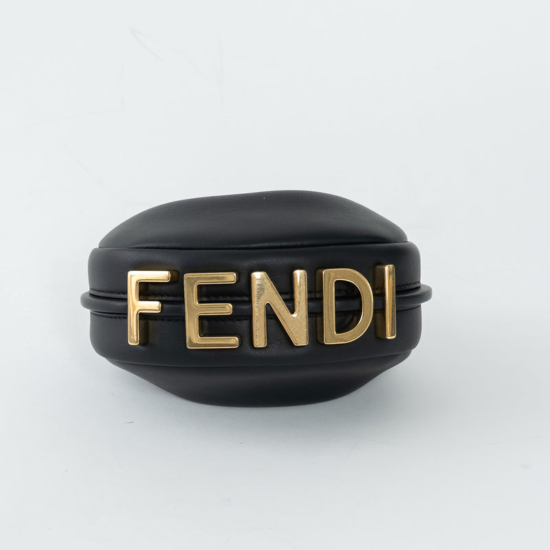 Fendi Black Calf Leather Nano Fendigraphy Hobo Bag