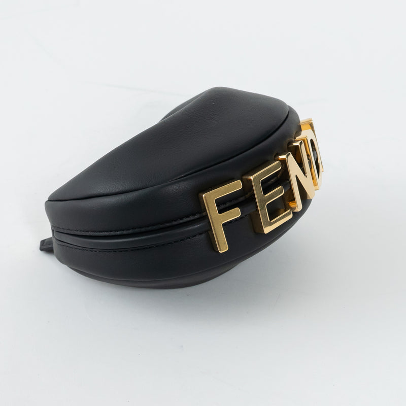 Fendi Black Calf Leather Nano Fendigraphy Hobo Bag