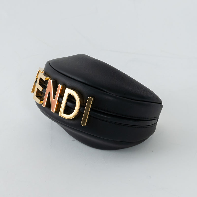 Fendi Black Calf Leather Nano Fendigraphy Hobo Bag