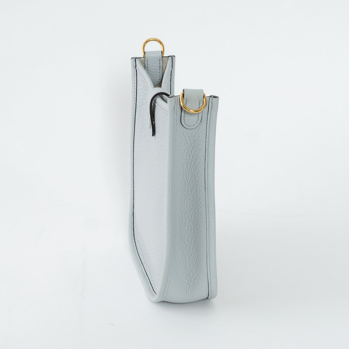 Hermes Blue Pale Clemence Leather Mini Evelyne 16