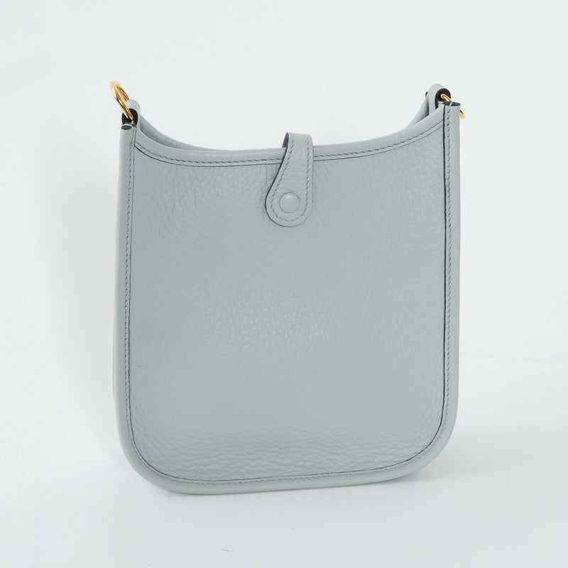 Hermes Blue Pale Clemence Leather Mini Evelyne 16
