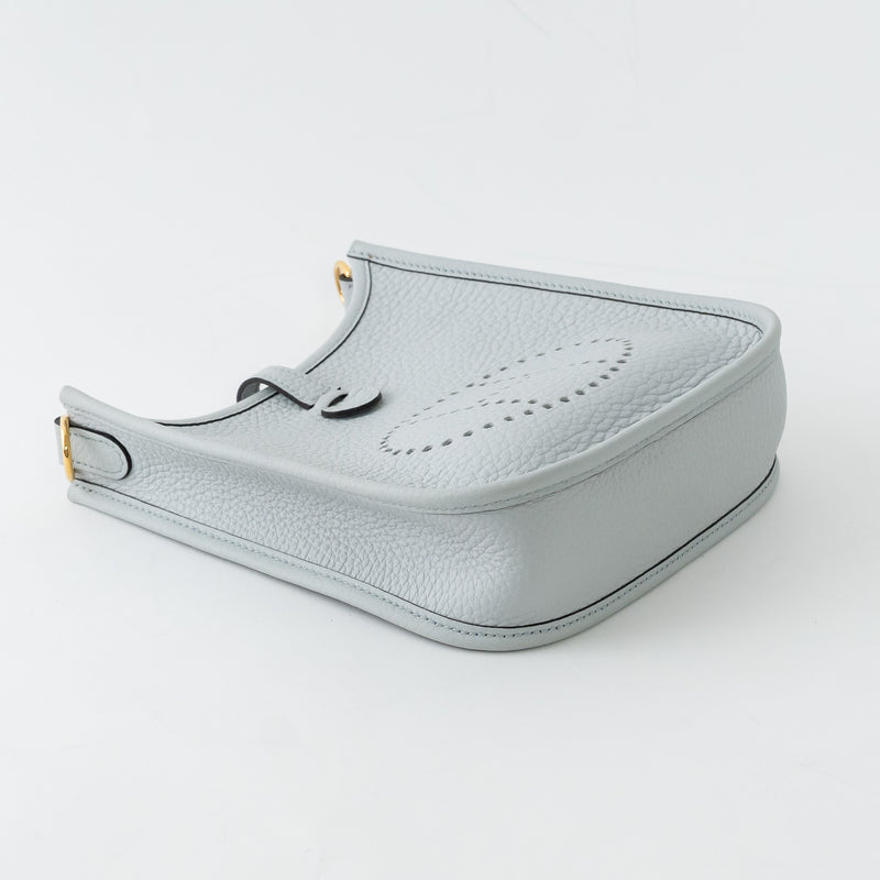 Hermes Blue Pale Clemence Leather Mini Evelyne 16