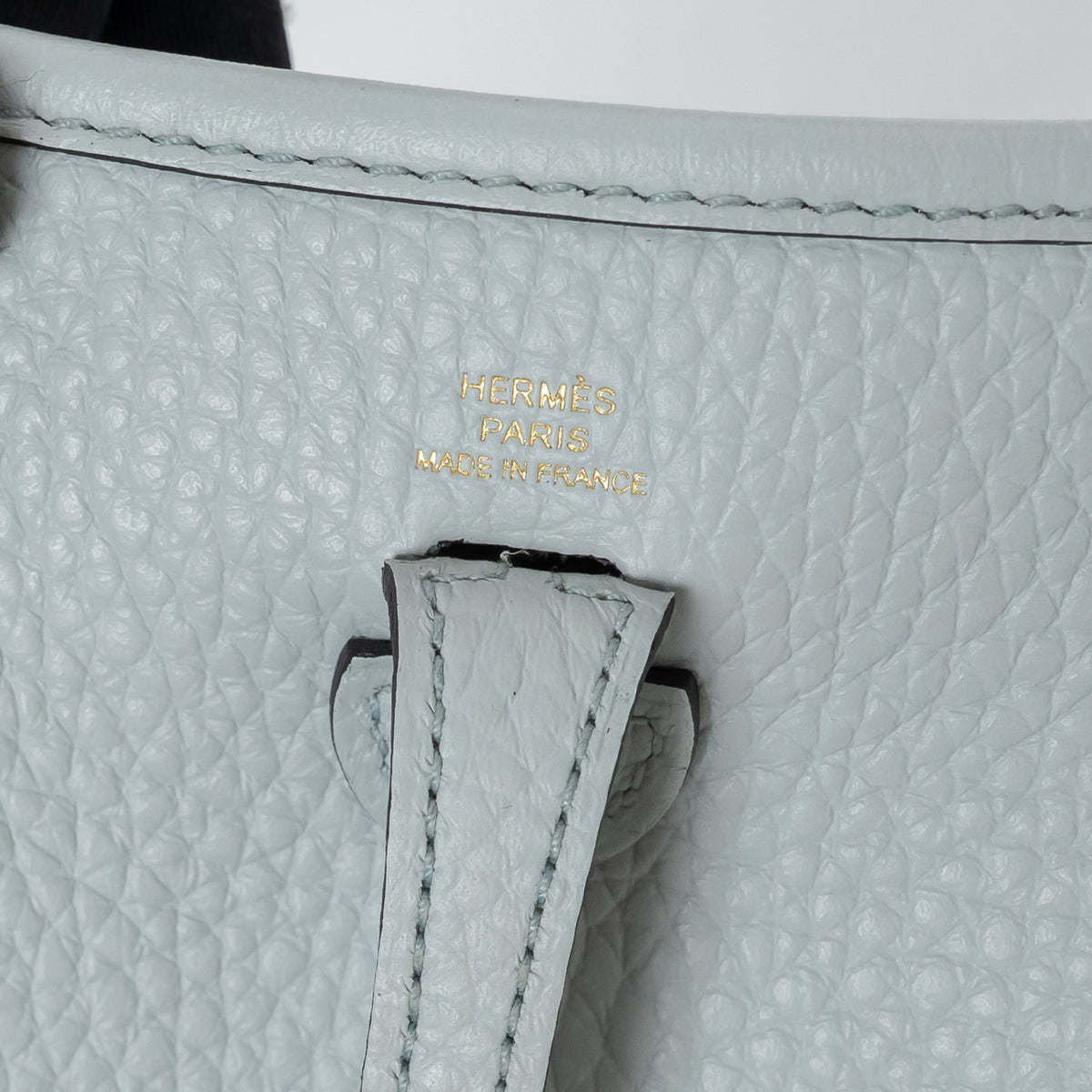 Hermes Blue Pale Clemence Leather Mini Evelyne 16