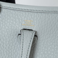 Hermes Blue Pale Clemence Leather Mini Evelyne 16