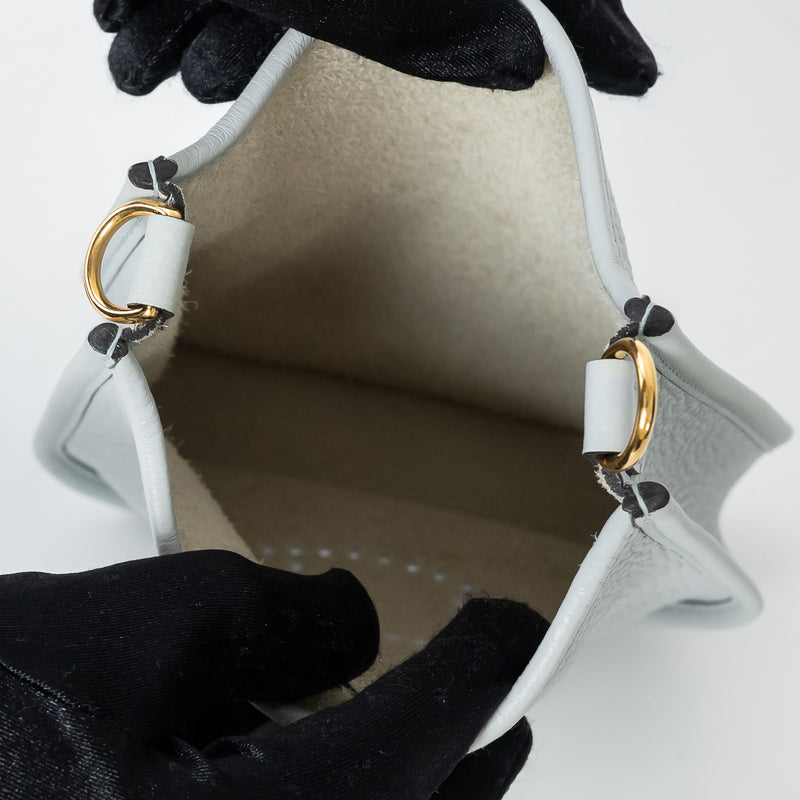 Hermes Blue Pale Clemence Leather Mini Evelyne 16