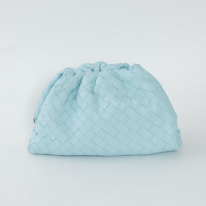 Bottega Veneta Sky Blue Intrecciato Leather Teen "The Pouch" Clutch