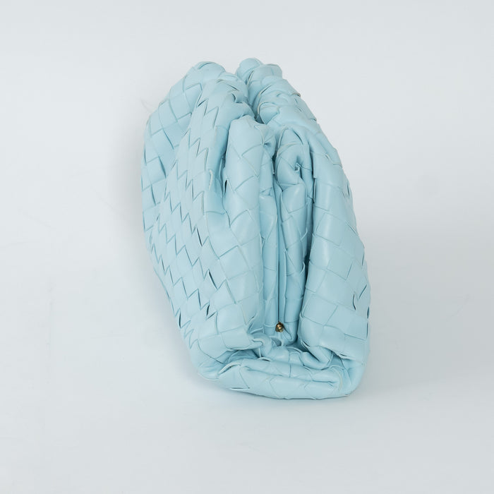Bottega Veneta Sky Blue Intrecciato Leather Teen "The Pouch" Clutch
