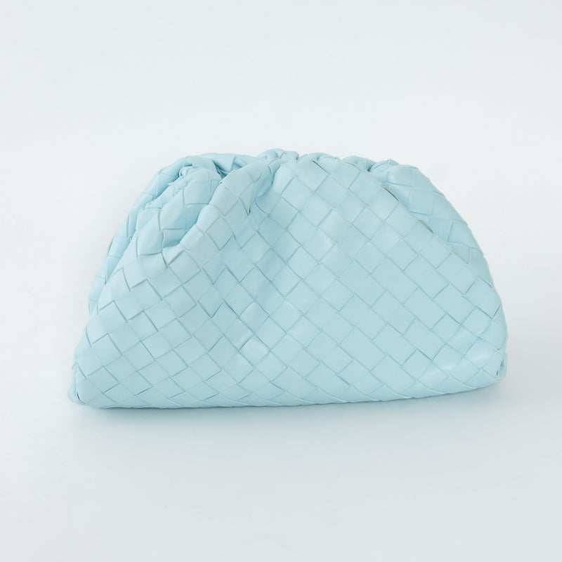 Bottega Veneta Sky Blue Intrecciato Leather Teen "The Pouch" Clutch