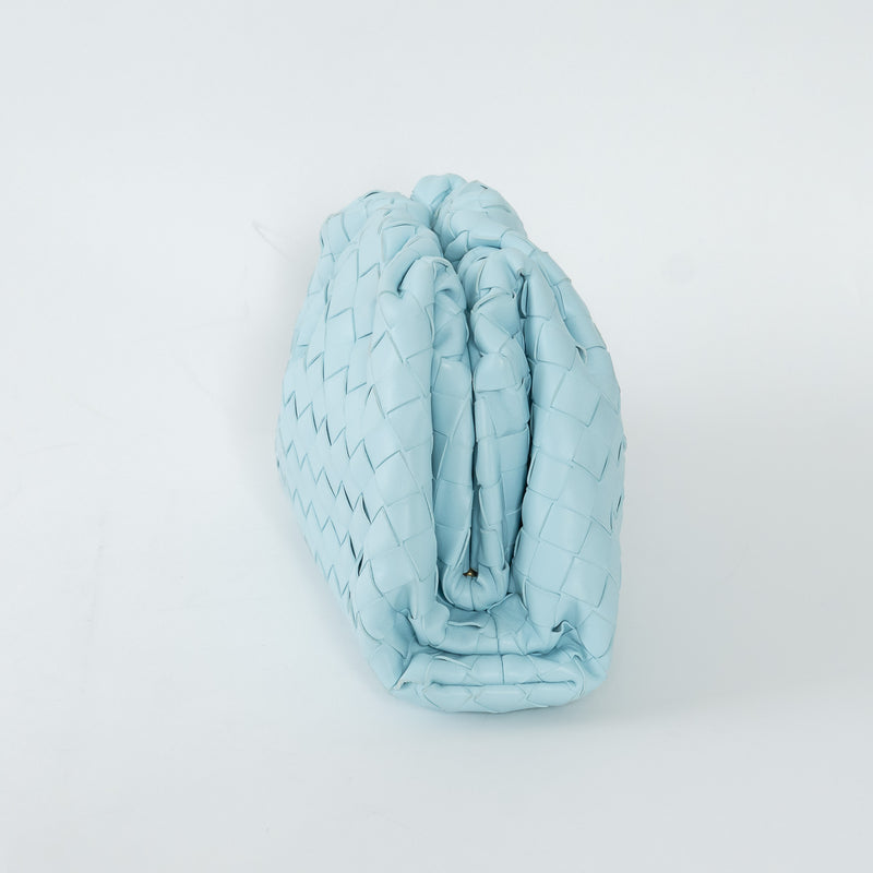 Bottega Veneta Sky Blue Intrecciato Leather Teen "The Pouch" Clutch