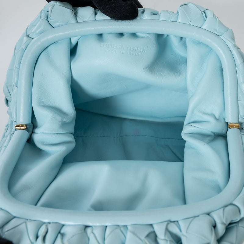 Bottega Veneta Sky Blue Intrecciato Leather Teen "The Pouch" Clutch
