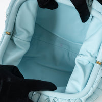 Bottega Veneta Sky Blue Intrecciato Leather Teen "The Pouch" Clutch