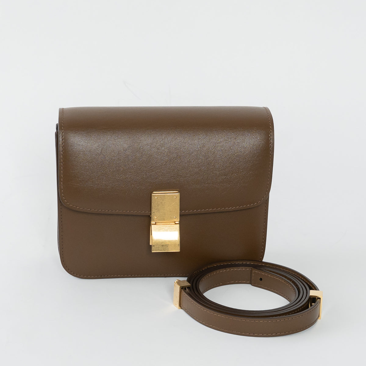 Celine Brown Box Calfskin Leather Teen Classic Box Bag