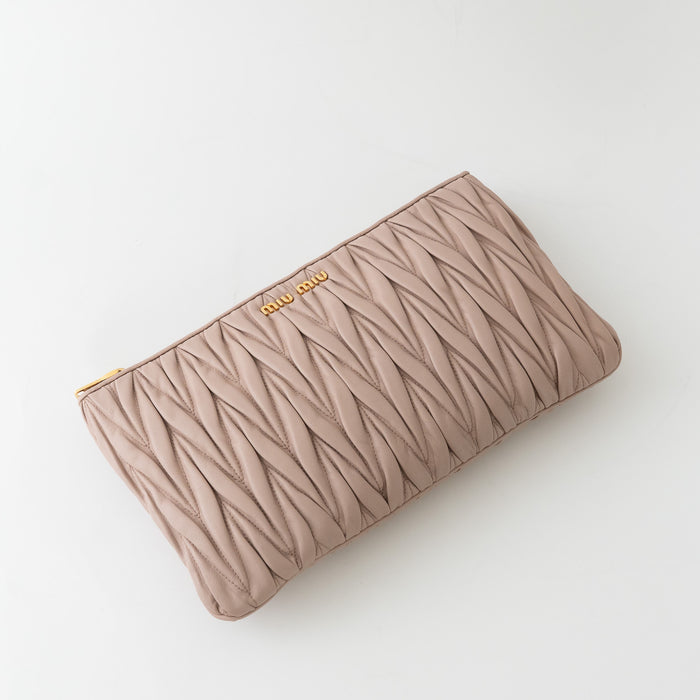 Miu Miu Blush Pink Zip Leather Clutch