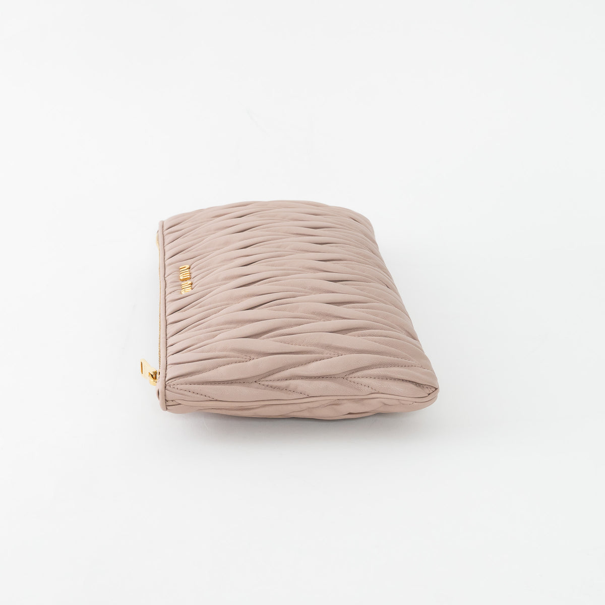Miu Miu Blush Pink Zip Leather Clutch