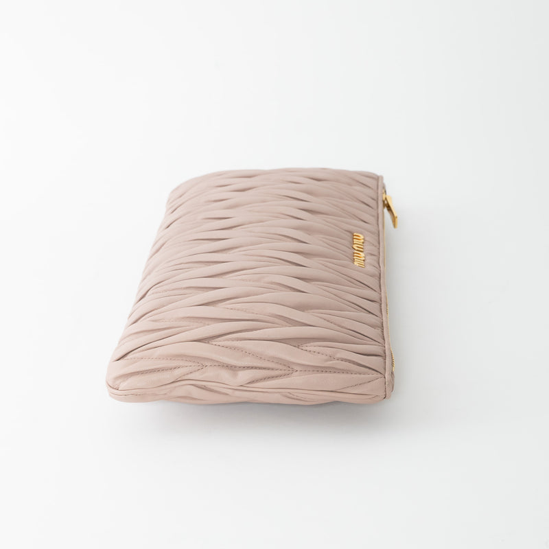 Miu Miu Blush Pink Zip Leather Clutch