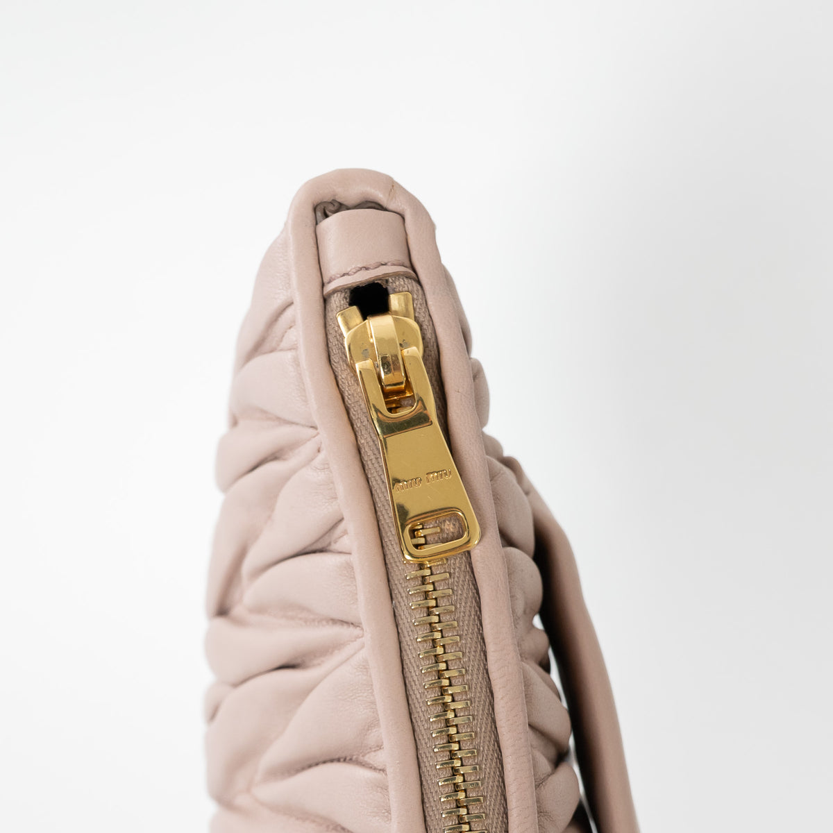Miu Miu Blush Pink Zip Leather Clutch