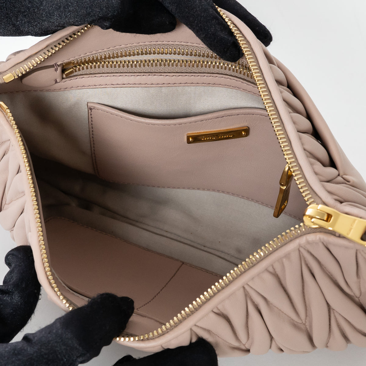 Miu Miu Blush Pink Zip Leather Clutch