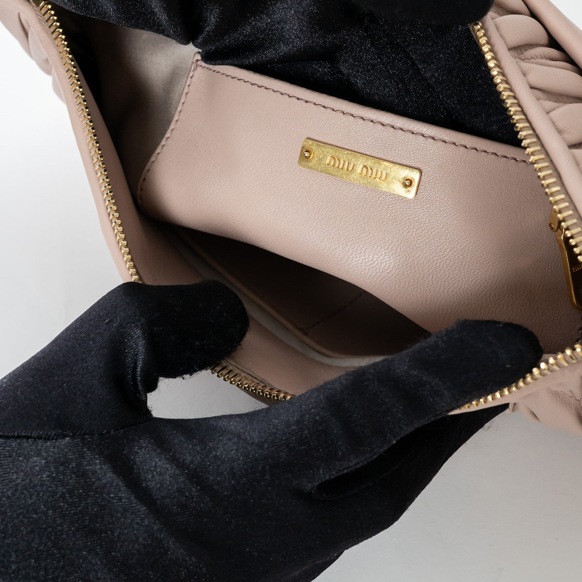 Miu Miu Blush Pink Zip Leather Clutch