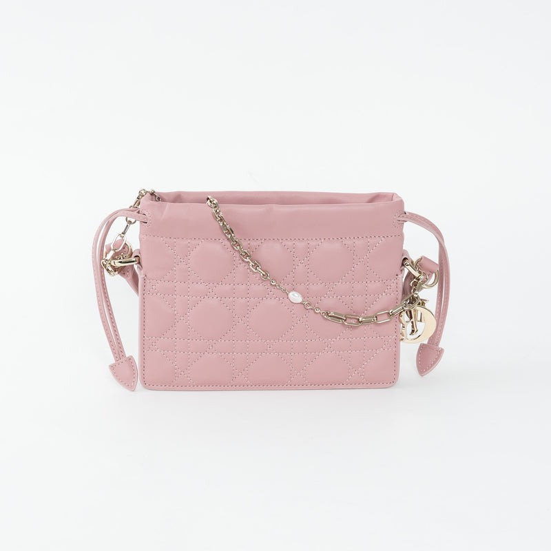 Dior Pink Cannage Lambskin Leather Lady Dior Milly Mini Bag