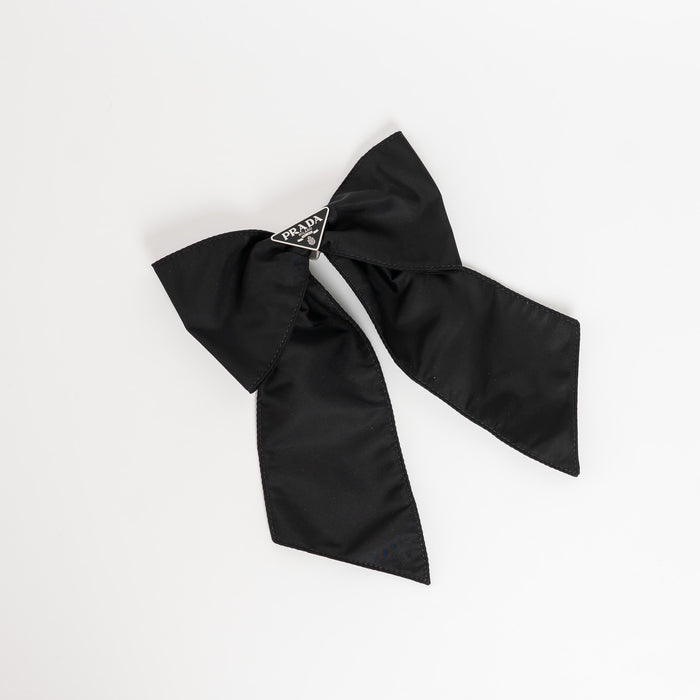 Prada Black Re-Nylon Bow Hair Clip