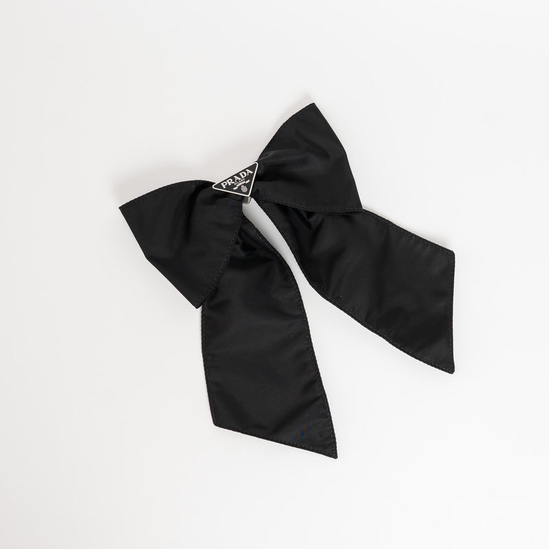 Prada Black Re-Nylon Bow Hair Clip