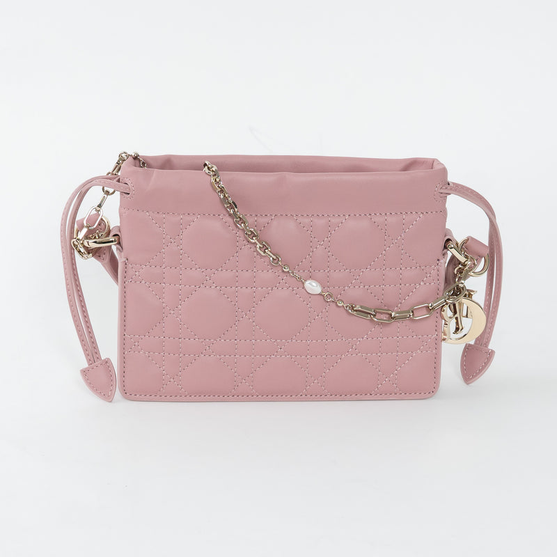Dior Pink Cannage Lambskin Leather Lady Dior Milly Mini Bag