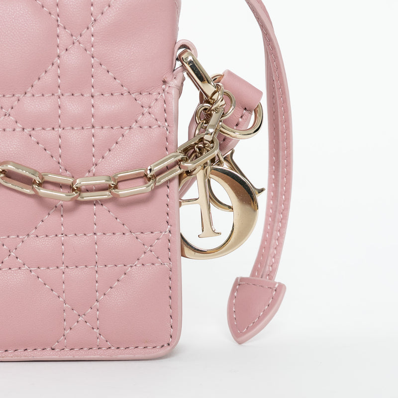 Dior Pink Cannage Lambskin Leather Lady Dior Milly Mini Bag