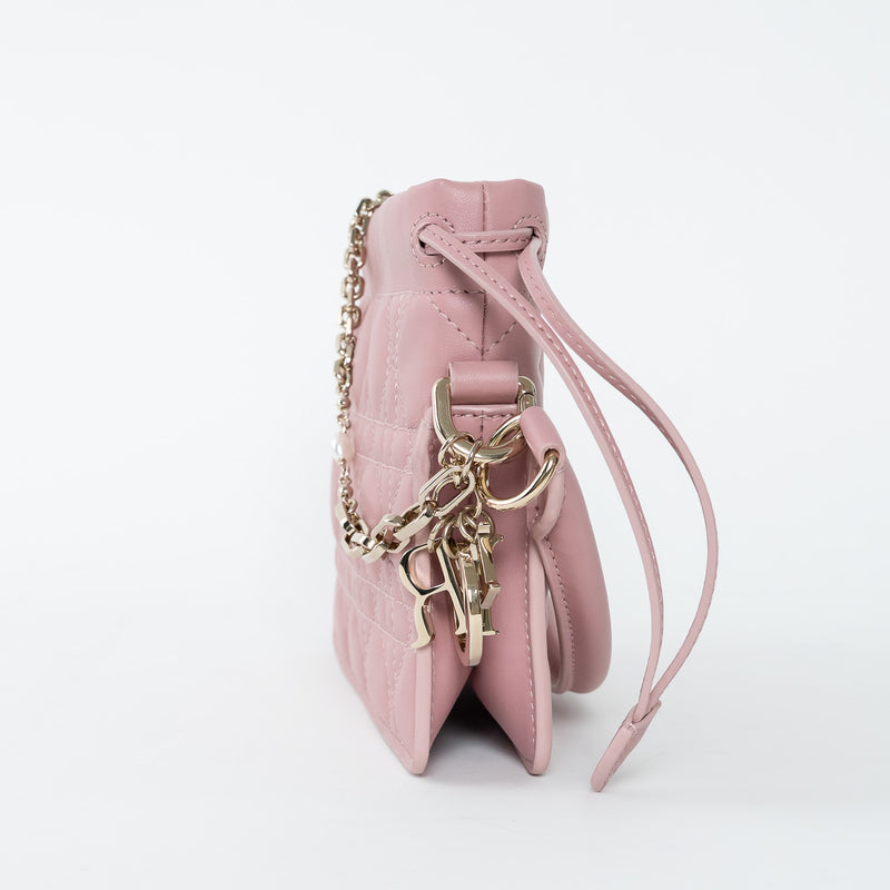 Dior Pink Cannage Lambskin Leather Lady Dior Milly Mini Bag