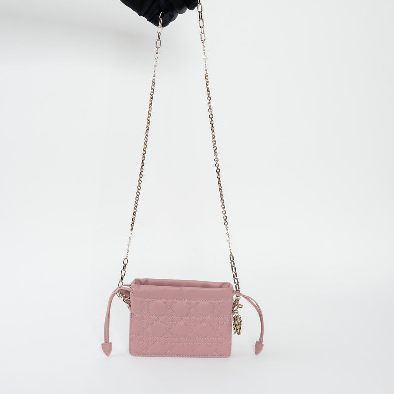Dior Pink Cannage Lambskin Leather Lady Dior Milly Mini Bag