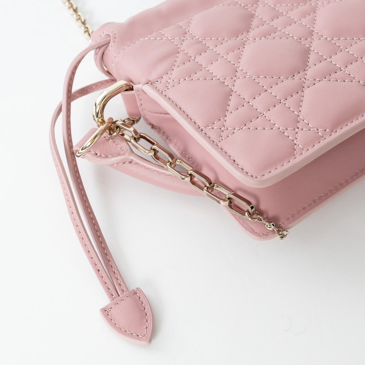 Dior Pink Cannage Lambskin Leather Lady Dior Milly Mini Bag