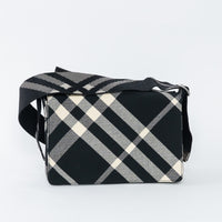 Burberry Black and White Check Trench Canvas Crossbody Bag