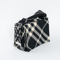 Burberry Black and White Check Trench Canvas Crossbody Bag