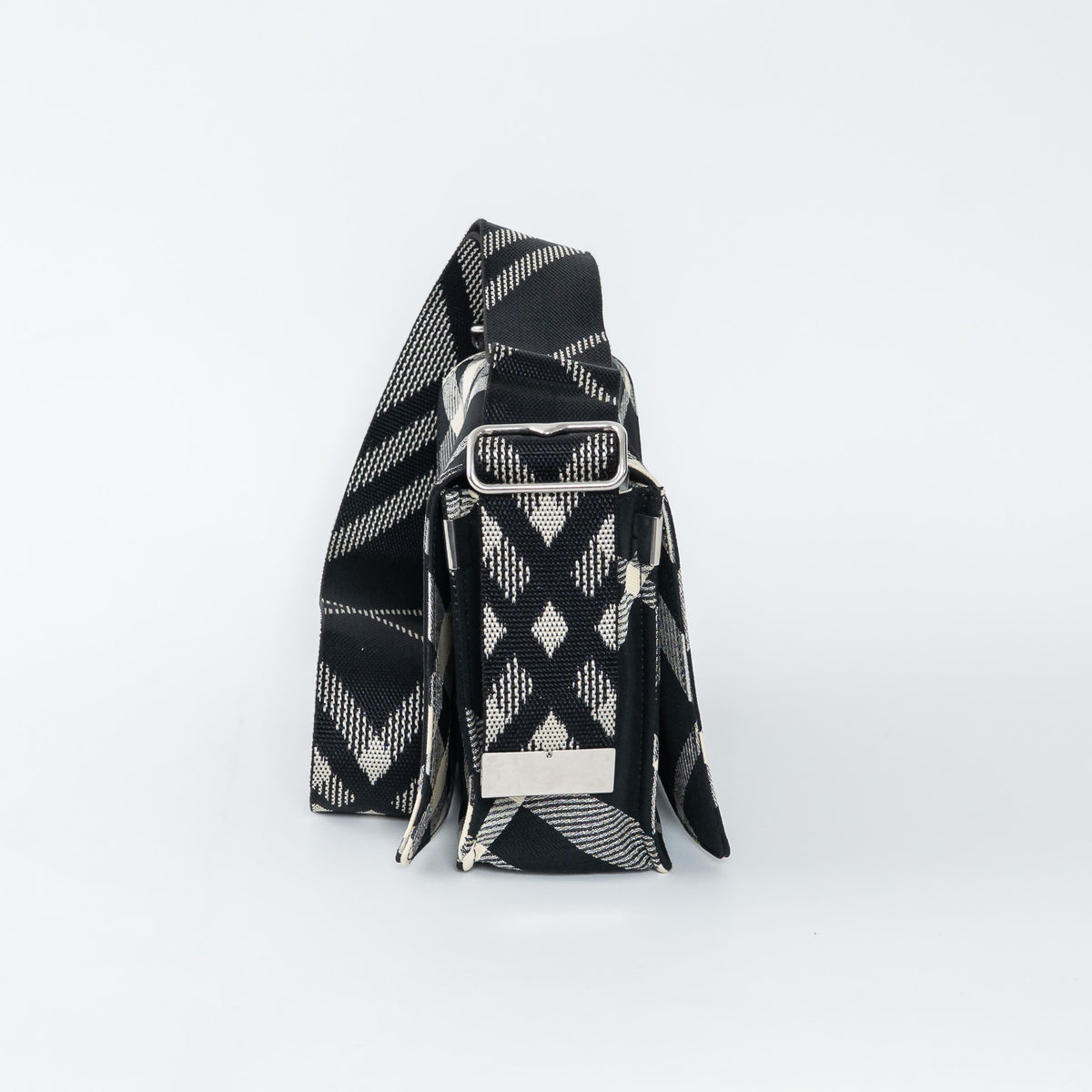 Burberry Black and White Check Trench Canvas Crossbody Bag