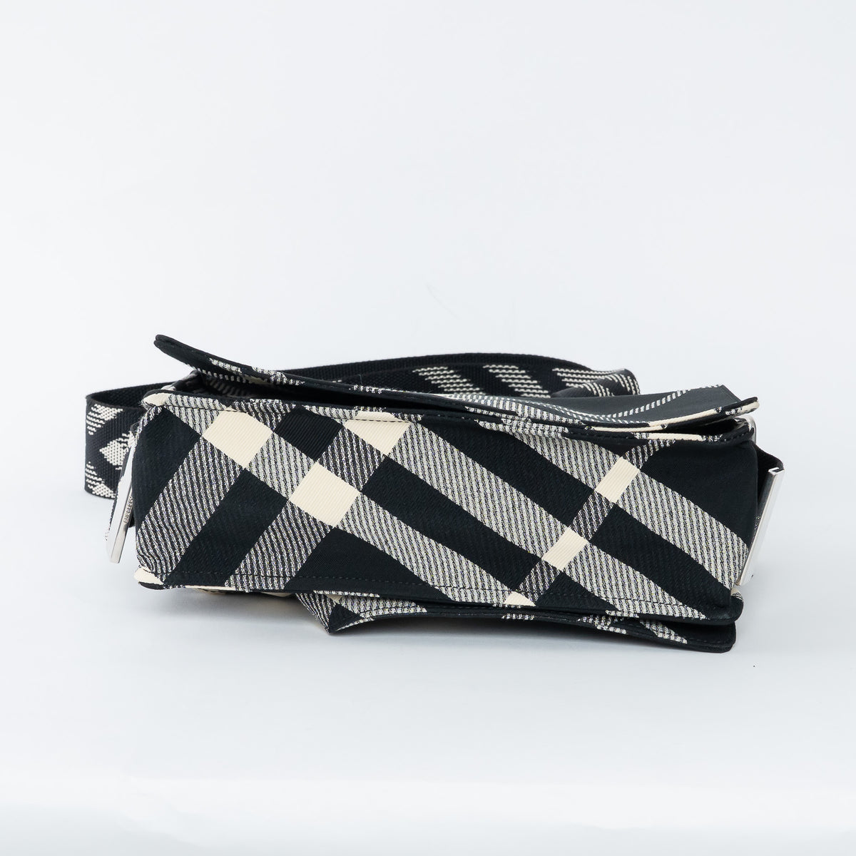 Burberry Black and White Check Trench Canvas Crossbody Bag