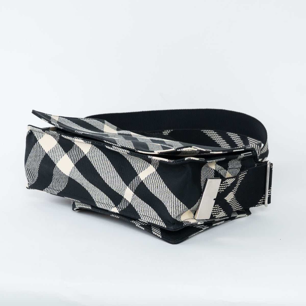 Burberry Black and White Check Trench Canvas Crossbody Bag
