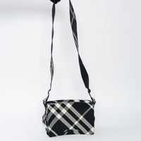 Burberry Black and White Check Trench Canvas Crossbody Bag
