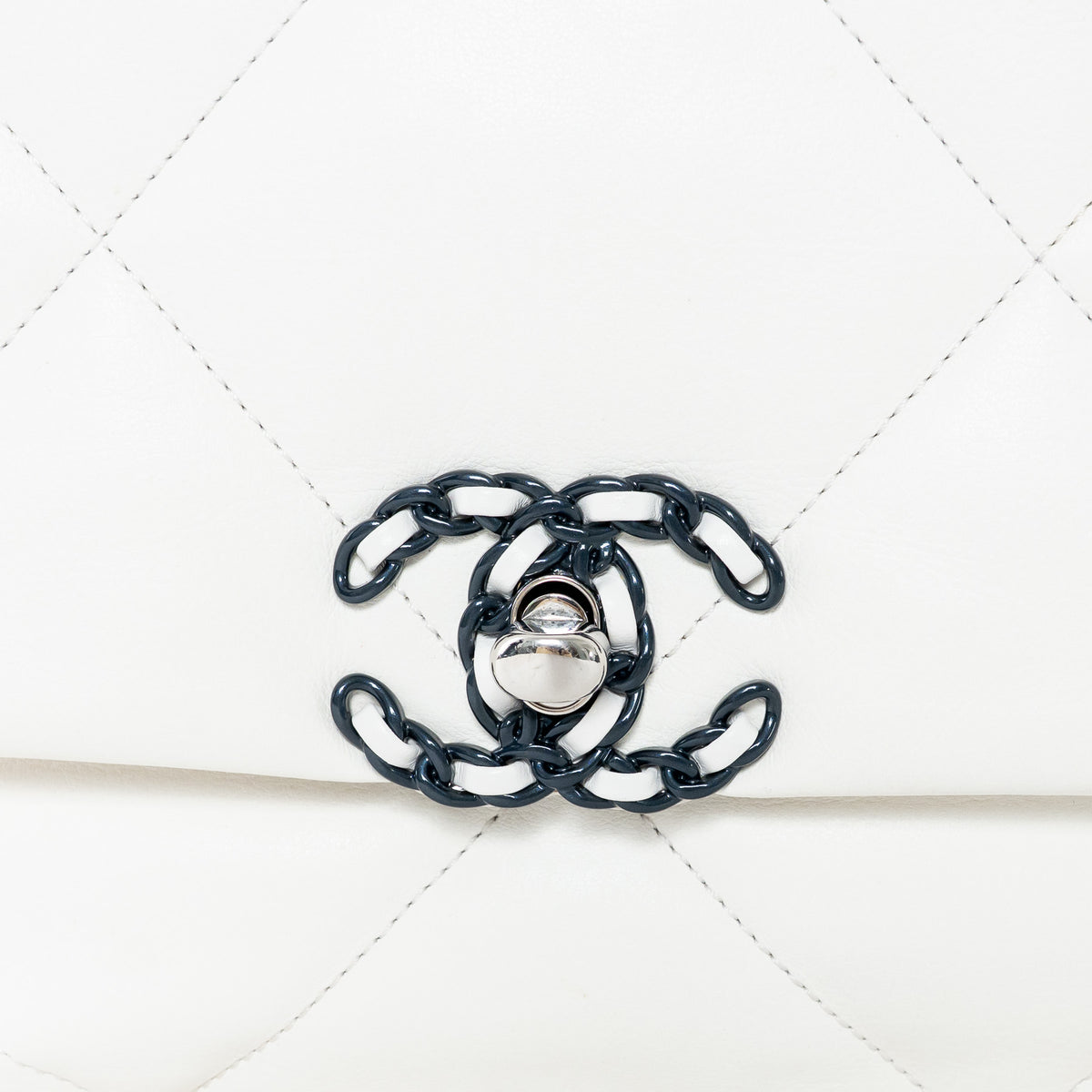 Pre-Loved Chanel™ White Calfskin Leather Medium 19 Flap Bag