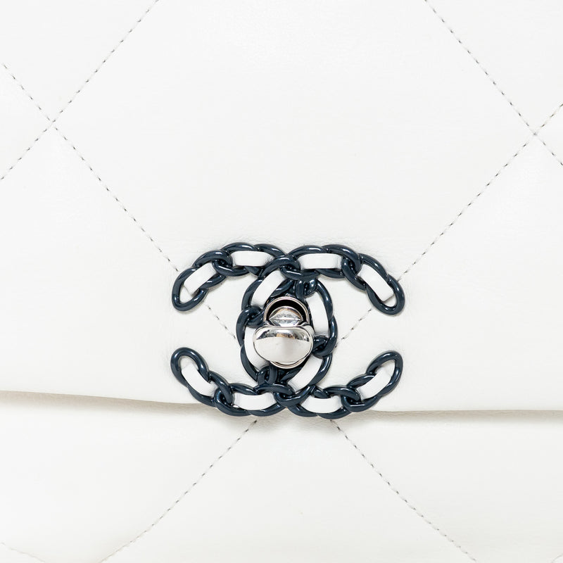 Pre-Loved Chanel™ White Calfskin Leather Medium 19 Flap Bag