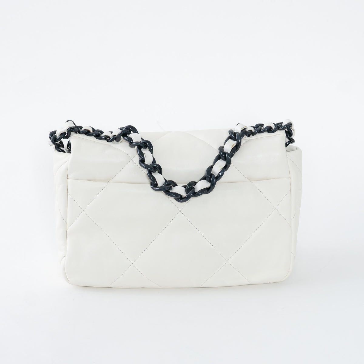Pre-Loved Chanel™ White Calfskin Leather Medium 19 Flap Bag
