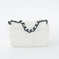 Pre-Loved Chanel™ White Calfskin Leather Medium 19 Flap Bag