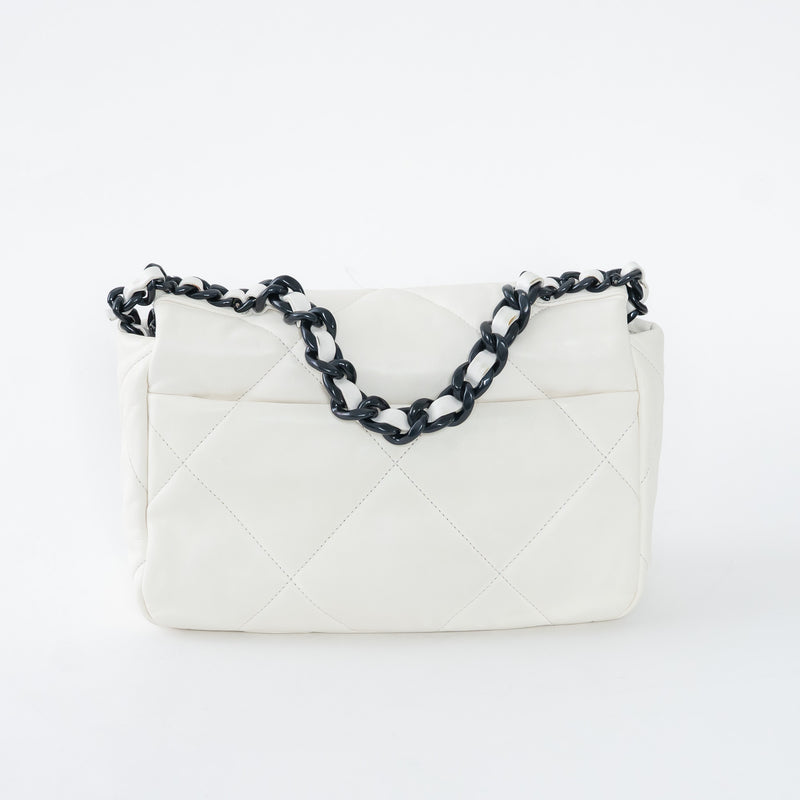 Pre-Loved Chanel™ White Calfskin Leather Medium 19 Flap Bag