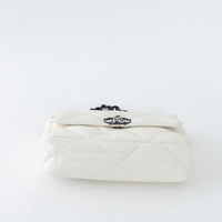Pre-Loved Chanel™ White Calfskin Leather Medium 19 Flap Bag