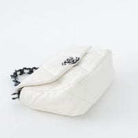 Pre-Loved Chanel™ White Calfskin Leather Medium 19 Flap Bag